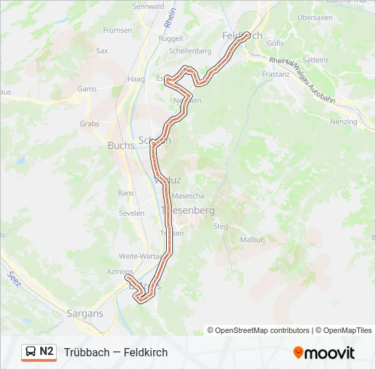 N2 Bus Line Map