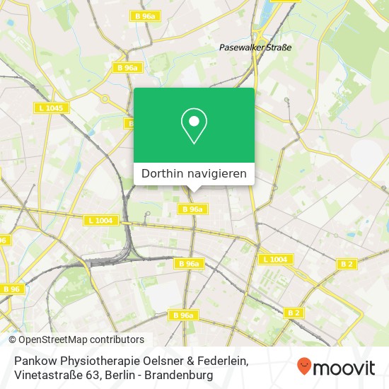 Pankow Physiotherapie Oelsner & Federlein, Vinetastraße 63 Karte