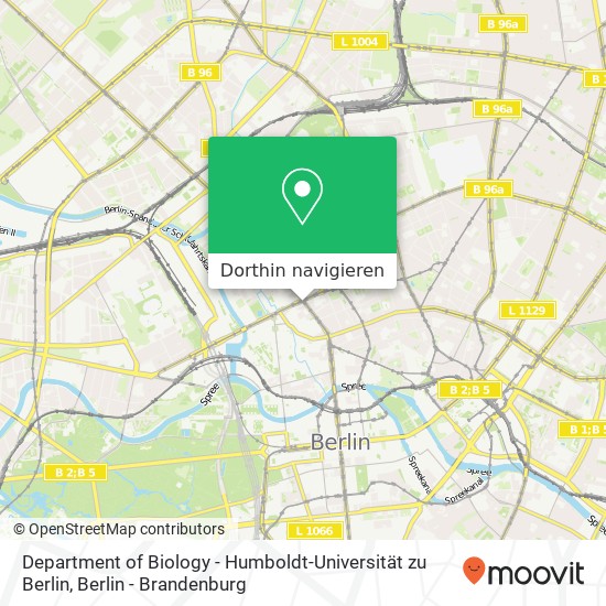 Department of Biology - Humboldt-Universität zu Berlin, Invalidenstraße 110 Karte