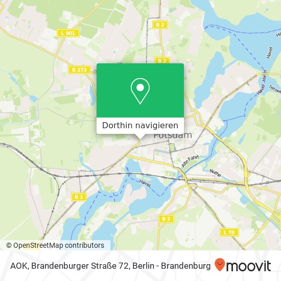 AOK, Brandenburger Straße 72 Karte