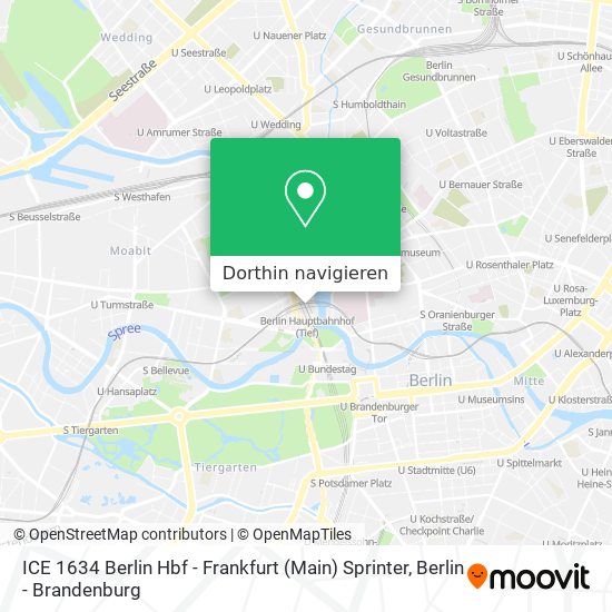 ICE 1634 Berlin Hbf - Frankfurt (Main) Sprinter Karte