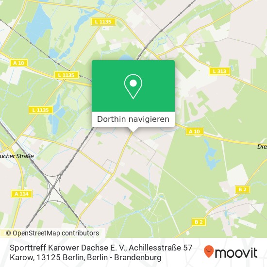 Sporttreff Karower Dachse E. V., Achillesstraße 57 Karow, 13125 Berlin Karte