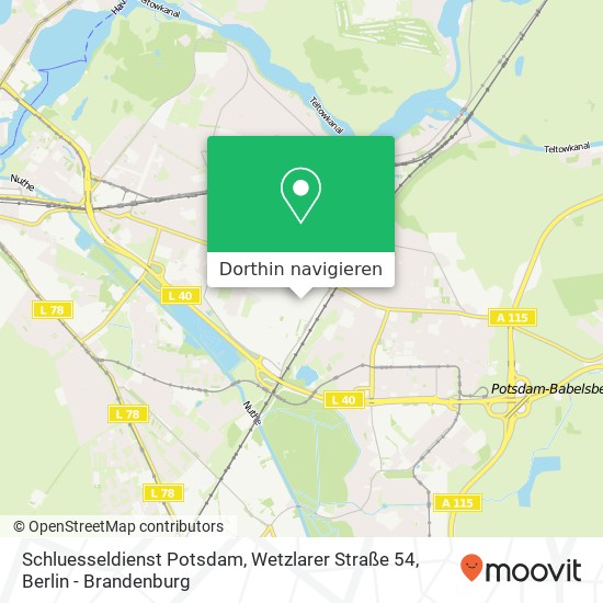 Schluesseldienst Potsdam, Wetzlarer Straße 54 Karte