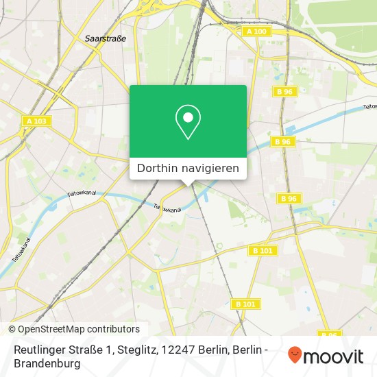 Reutlinger Straße 1, Steglitz, 12247 Berlin Karte