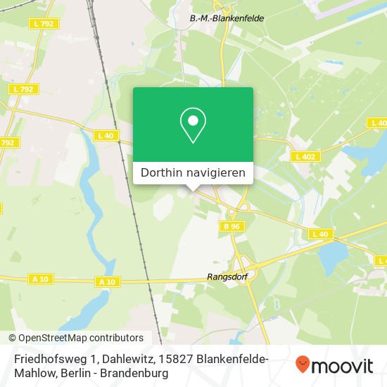 Friedhofsweg 1, Dahlewitz, 15827 Blankenfelde-Mahlow Karte