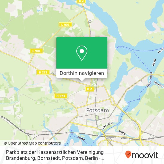 Parkplatz der Kassenärztlichen Vereinigung Brandenburg, Bornstedt, Potsdam Karte
