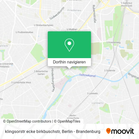 klingsorstr ecke birkbuschstr Karte