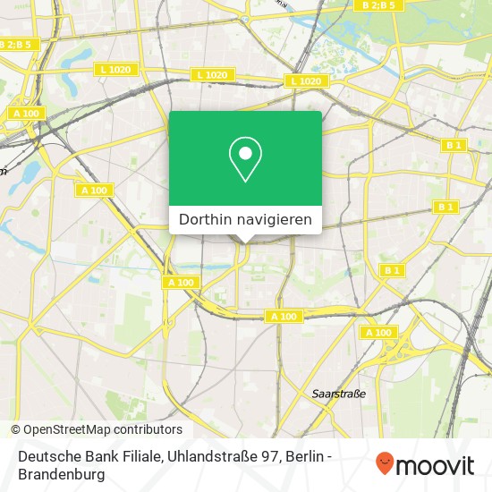Deutsche Bank Filiale, Uhlandstraße 97 Karte