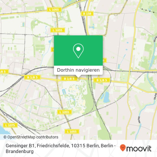 Gensinger B1, Friedrichsfelde, 10315 Berlin Karte