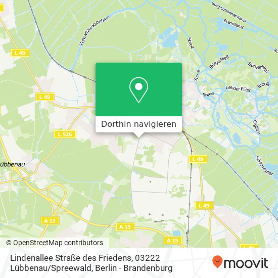 Lindenallee Straße des Friedens, 03222 Lübbenau / Spreewald Karte