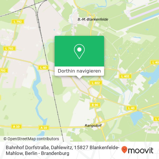 Bahnhof Dorfstraße, Dahlewitz, 15827 Blankenfelde-Mahlow Karte