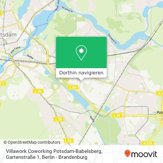 Villawork Coworking Potsdam-Babelsberg, Gartenstraße 1 Karte