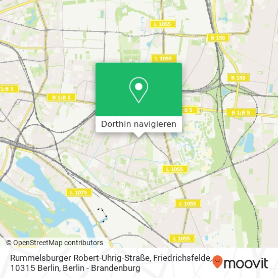 Rummelsburger Robert-Uhrig-Straße, Friedrichsfelde, 10315 Berlin Karte