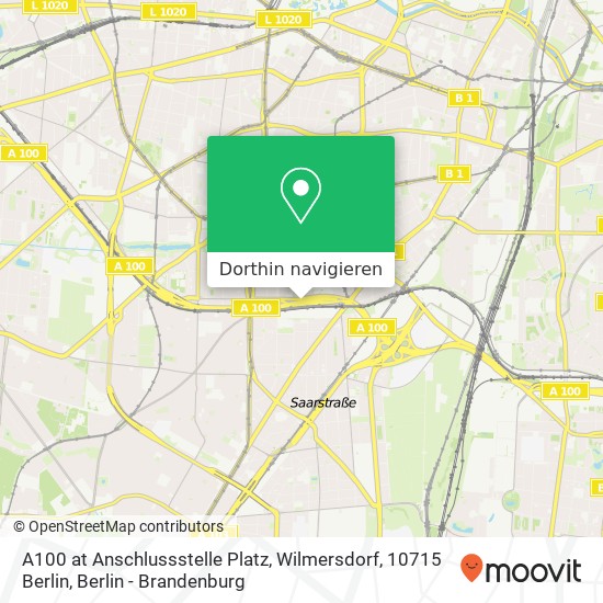 A100 at Anschlussstelle Platz, Wilmersdorf, 10715 Berlin Karte