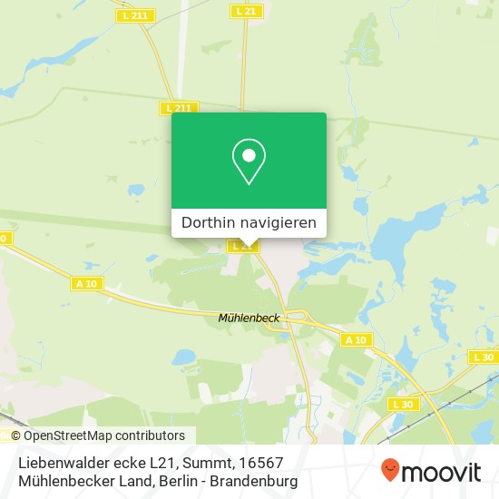 Liebenwalder ecke L21, Summt, 16567 Mühlenbecker Land Karte