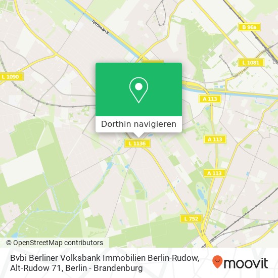 Bvbi Berliner Volksbank Immobilien Berlin-Rudow, Alt-Rudow 71 Karte