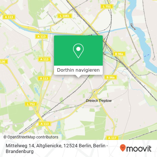 Mittelweg 14, Altglienicke, 12524 Berlin Karte