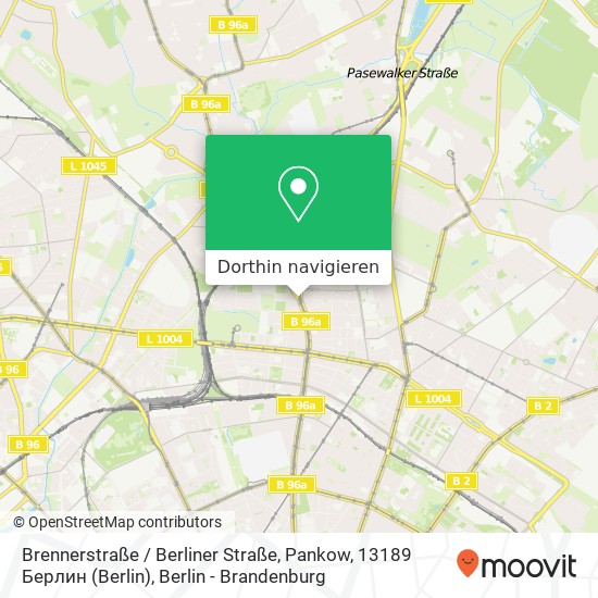 Brennerstraße / Berliner Straße, Pankow, 13189 Берлин Karte