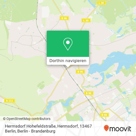 Hermsdorf Hohefeldstraße, Hermsdorf, 13467 Berlin Karte