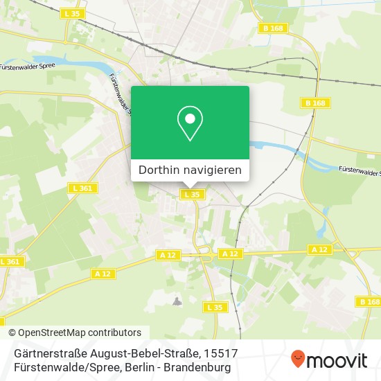 Gärtnerstraße August-Bebel-Straße, 15517 Fürstenwalde / Spree Karte