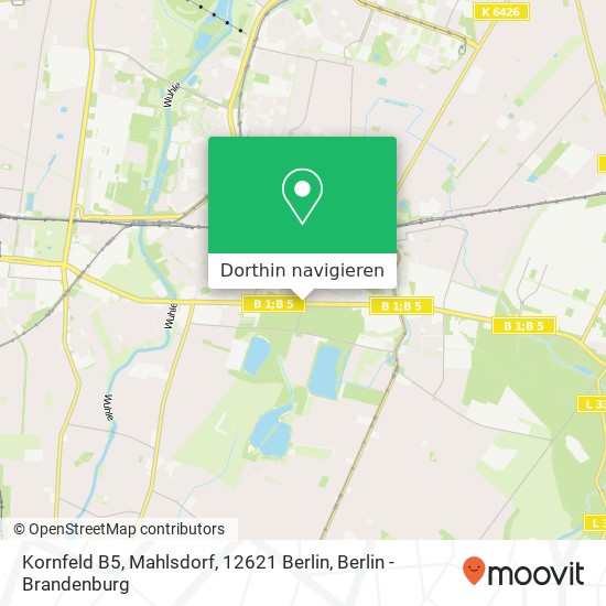 Kornfeld B5, Mahlsdorf, 12621 Berlin Karte