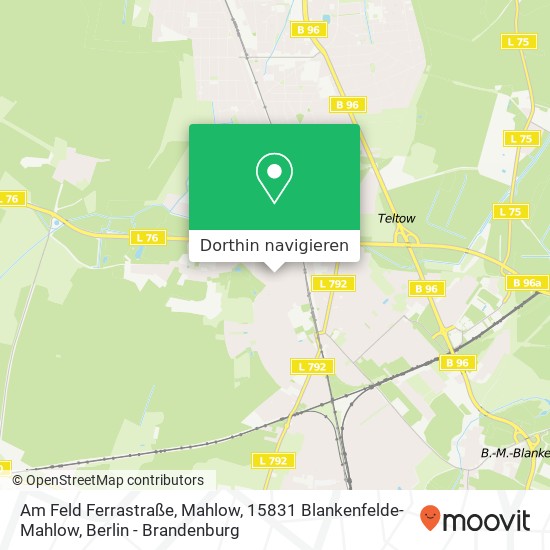 Am Feld Ferrastraße, Mahlow, 15831 Blankenfelde-Mahlow Karte