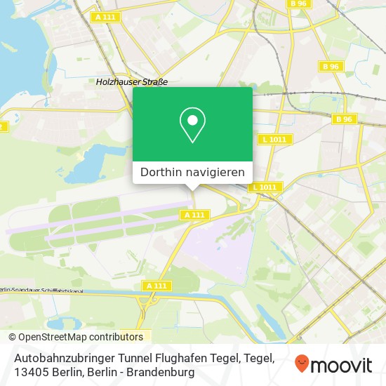 Autobahnzubringer Tunnel Flughafen Tegel, Tegel, 13405 Berlin Karte