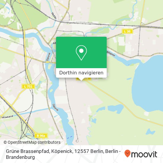 Grüne Brassenpfad, Köpenick, 12557 Berlin Karte