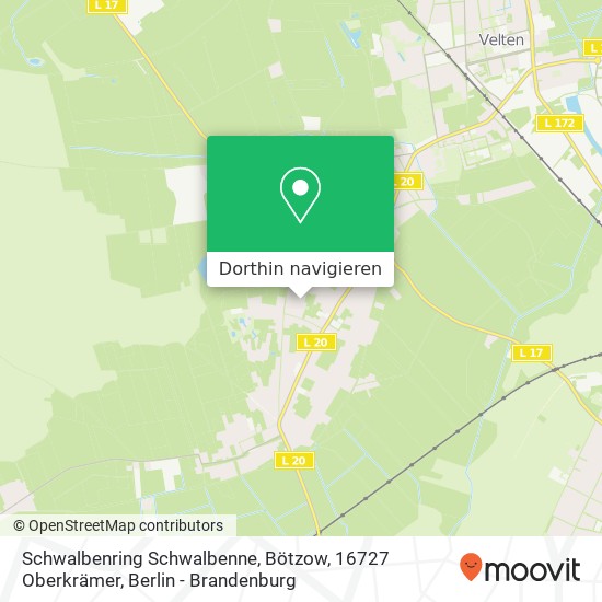 Schwalbenring Schwalbenne, Bötzow, 16727 Oberkrämer Karte