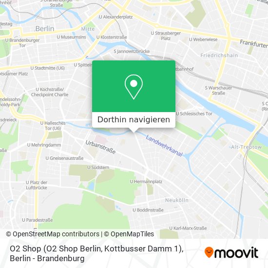 O2 Shop (O2 Shop Berlin, Kottbusser Damm 1) Karte