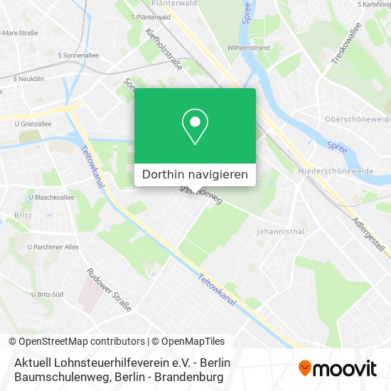 Aktuell Lohnsteuerhilfeverein e.V. - Berlin Baumschulenweg Karte