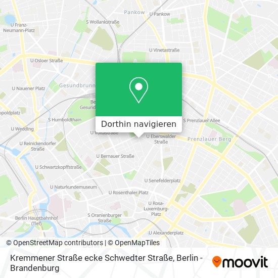 Kremmener Straße ecke Schwedter Straße Karte