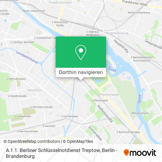 A.1.1. Berliner Schlüsselnotdienst Treptow Karte