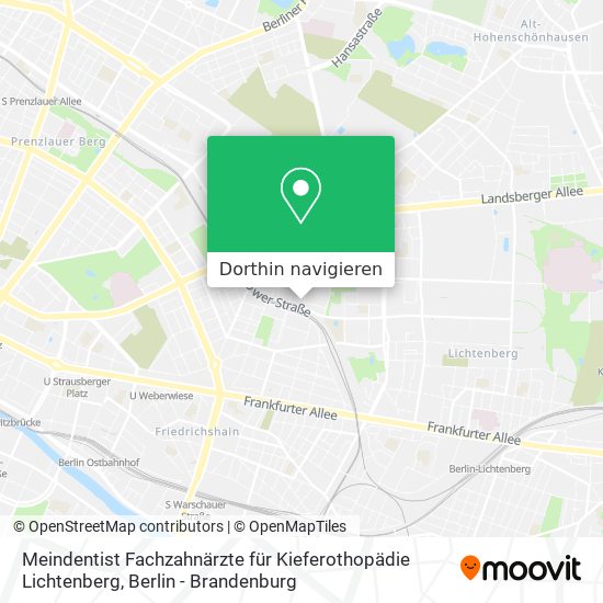 Meindentist Fachzahnärzte für Kieferothopädie Lichtenberg Karte