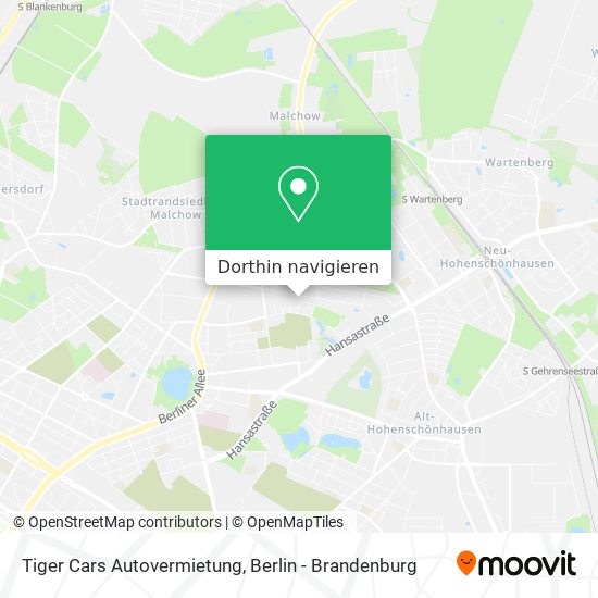 Tiger Cars Autovermietung Karte