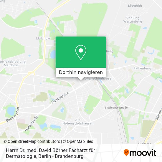 Herrn Dr. med. David Börner Facharzt für Dermatologie Karte