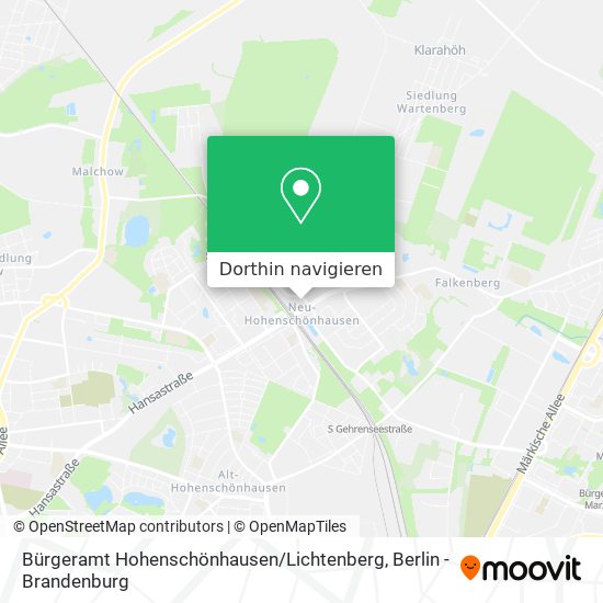 Bürgeramt Hohenschönhausen / Lichtenberg Karte