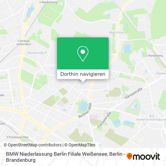 BMW Niederlassung Berlin Filiale Weißensee Karte