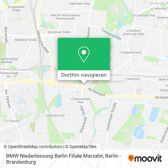 BMW Niederlassung Berlin Filiale Marzahn Karte