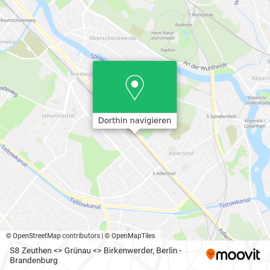 S8 Zeuthen <> Grünau <> Birkenwerder Karte