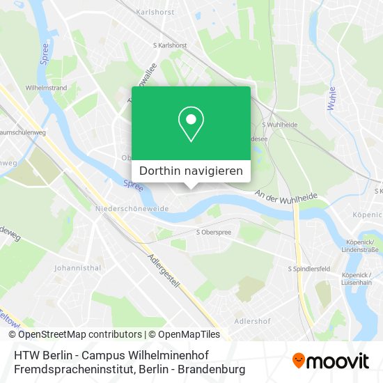HTW Berlin - Campus Wilhelminenhof Fremdspracheninstitut Karte