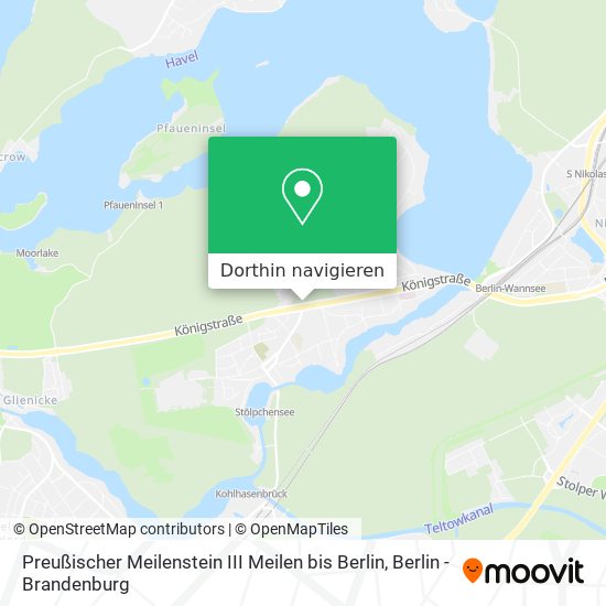 Preußischer Meilenstein  III Meilen bis Berlin Karte