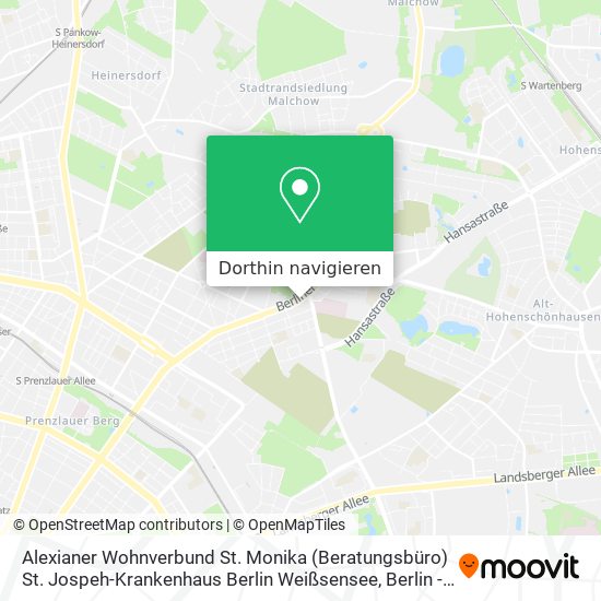 Alexianer Wohnverbund St. Monika (Beratungsbüro) St. Jospeh-Krankenhaus Berlin Weißsensee Karte