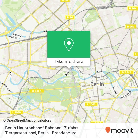 Berlin Hauptbahnhof Bahnpark-Zufahrt Tiergartentunnel Karte