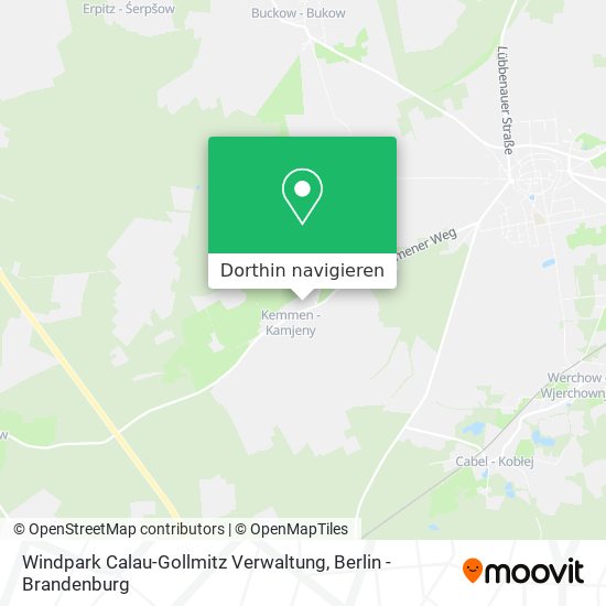 Windpark Calau-Gollmitz Verwaltung Karte