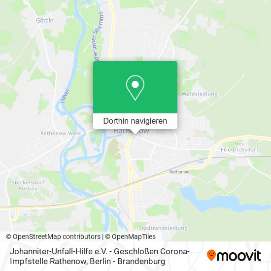 Johanniter-Unfall-Hilfe e.V. - Geschloßen Corona-Impfstelle Rathenow Karte