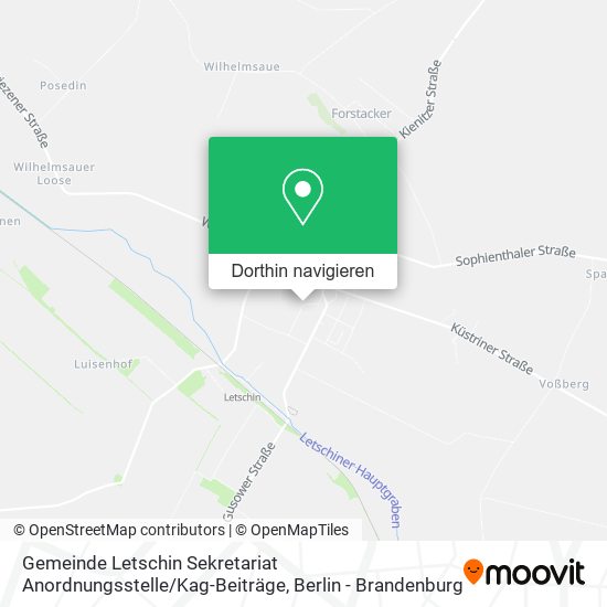 Gemeinde Letschin Sekretariat Anordnungsstelle / Kag-Beiträge Karte