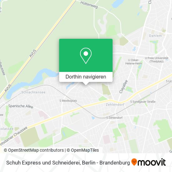 Schuh Express und Schneiderei Karte