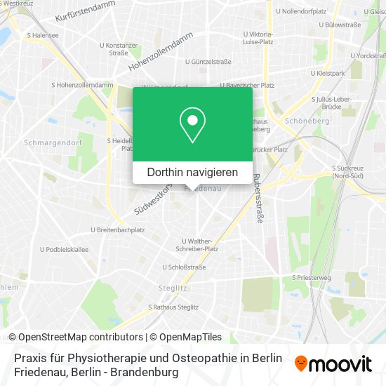 Praxis für Physiotherapie und Osteopathie in Berlin Friedenau Karte