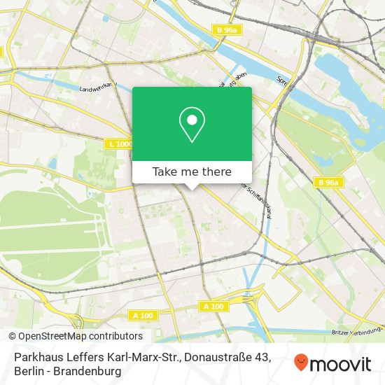 Parkhaus Leffers Karl-Marx-Str., Donaustraße 43 Karte